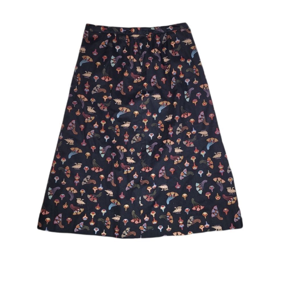 VINTAGE 70s skirt duck and fan print‎ novelty midi S